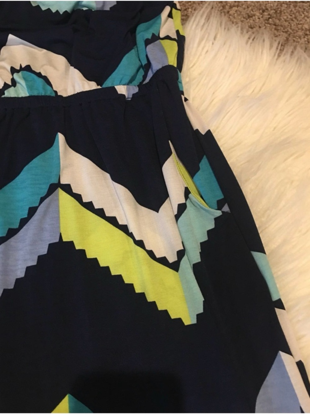 Trixxi medium Navy, Aqua & Lime Chevron Strapless Maxi - Picture 3 of 4